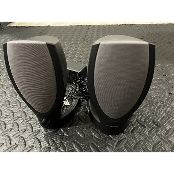 Rare HARMON KARDON REV A00 Computer Speakers w/ POWER SUPPLY Set ac headphone - Picture 3 of 7
